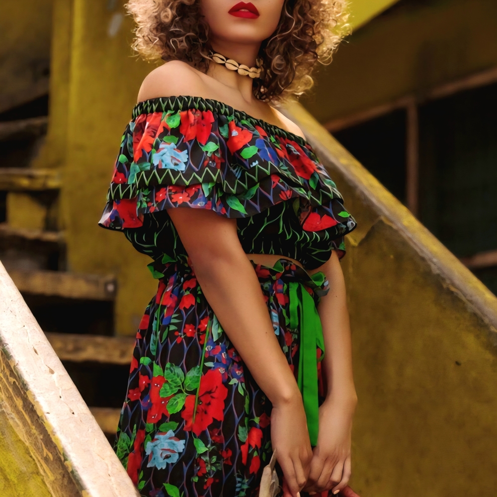 Kenzo x H&M Floral Off-Shoulder Crop Top Size 6 NEW